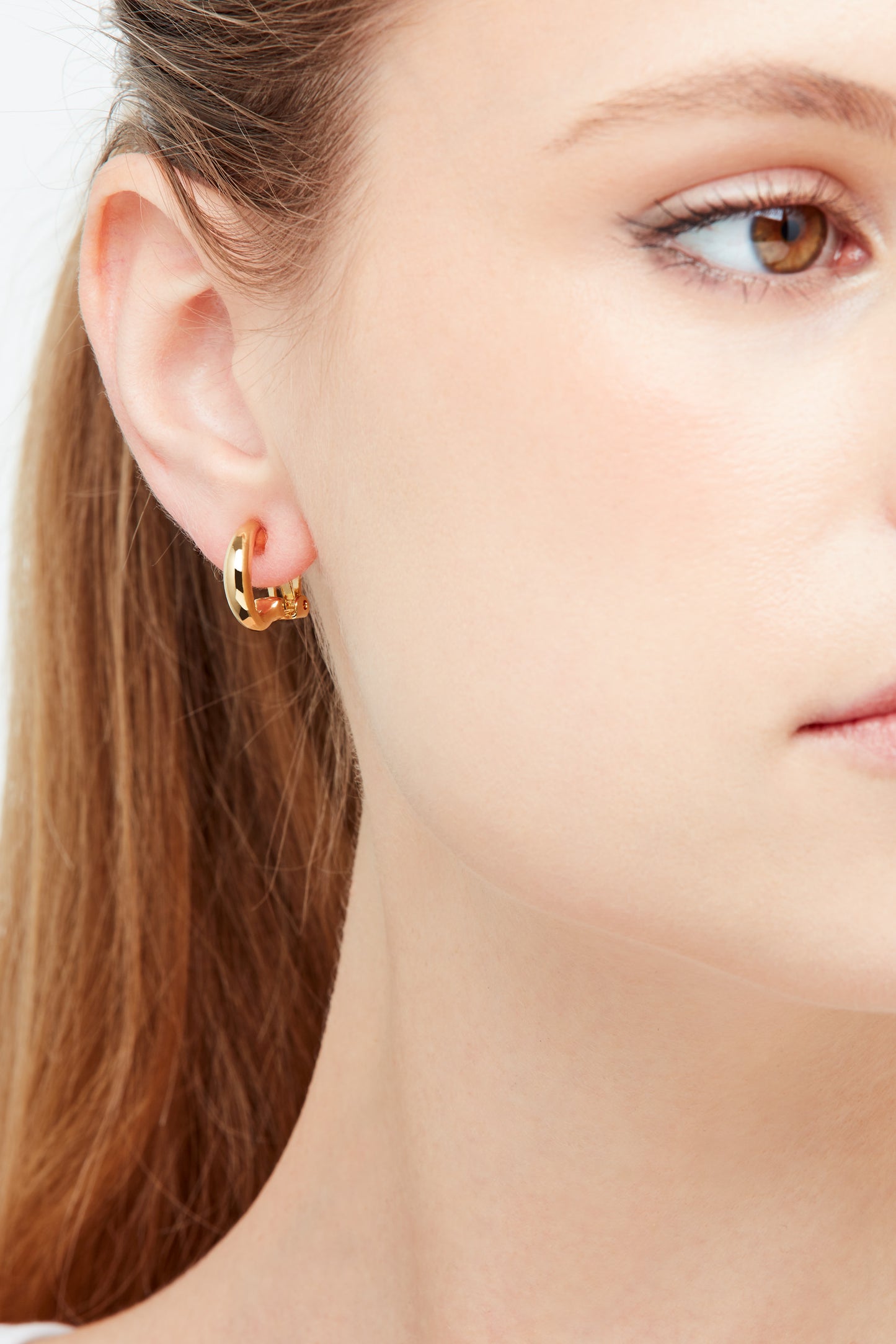 Gold Semi Hoop Clip Earrings