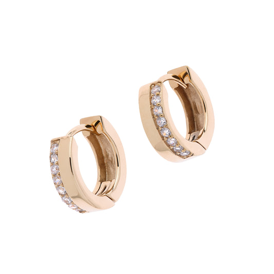 Gold Crystal Huggy Hoop Earrings