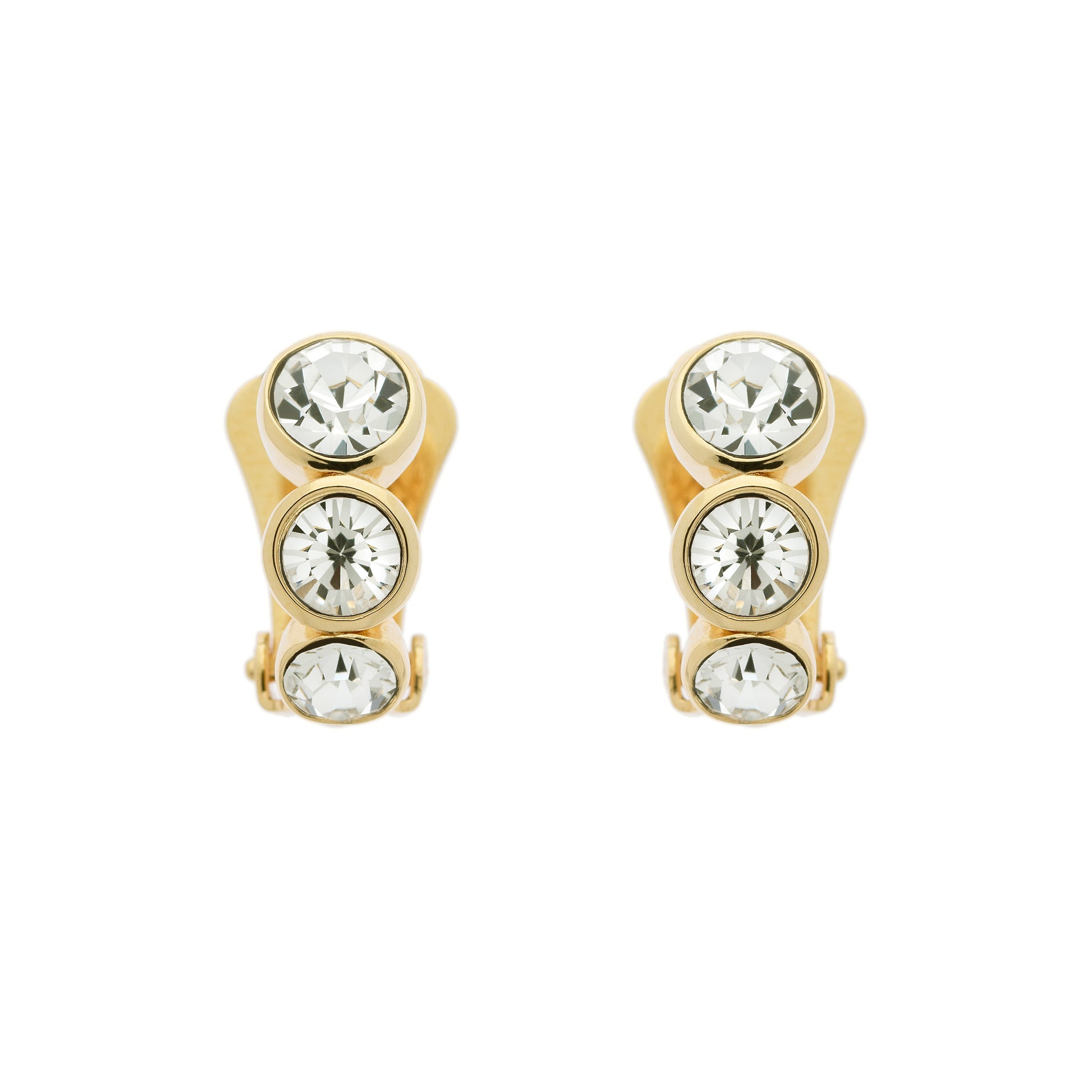 Gold Crystal Clip Earrings