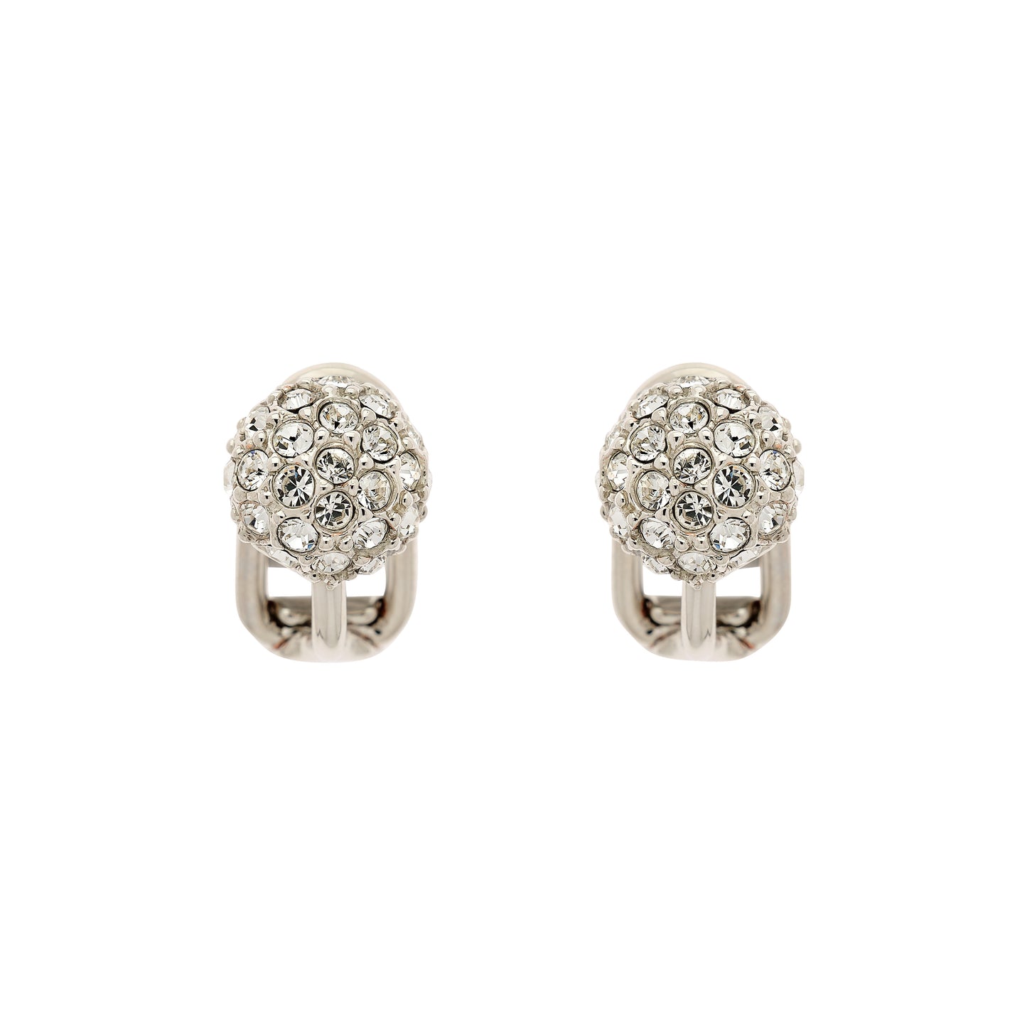 Platinum Pave Crystal Stud Clip Earrings