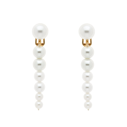 Graduated Pearl Drop Clip Earrings