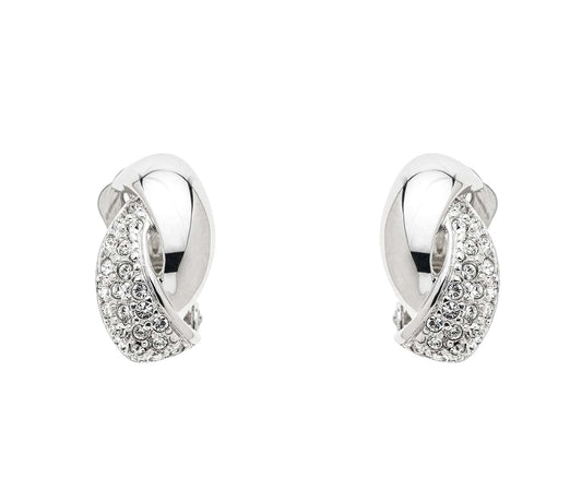 Platinum Crystal Twist Clip Earrings