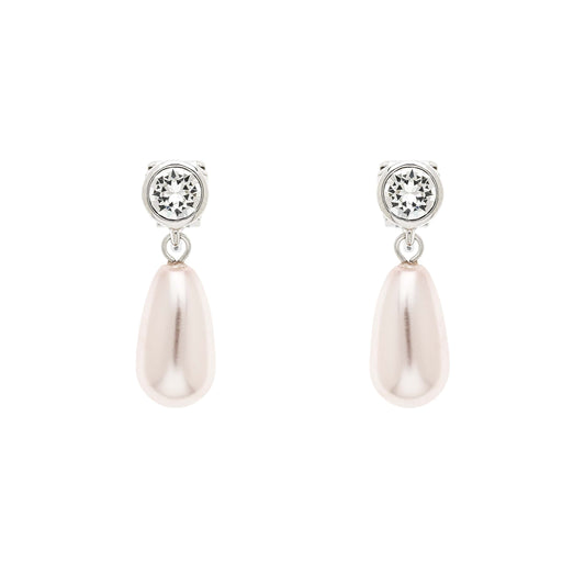 Pink  Pearl & Crystal Clip Earrings
