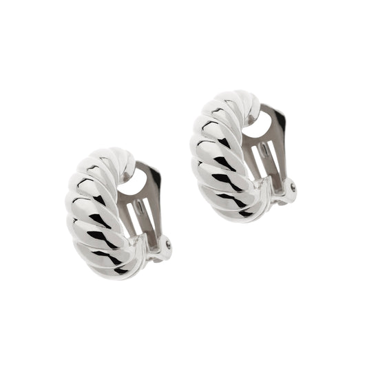 Platinum Twist Clip Earrings