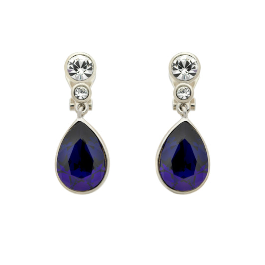 Sapphire Teardrop Clip Earrings