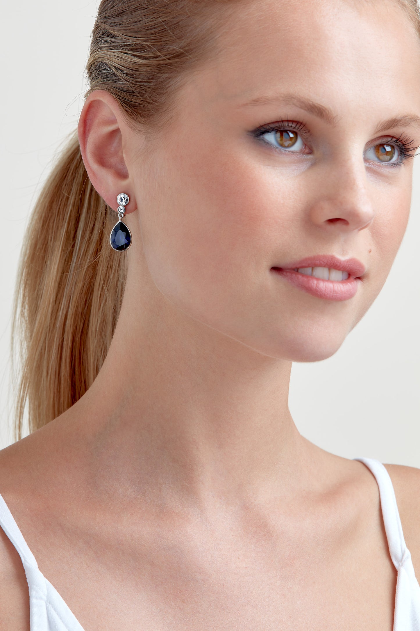 Sapphire Teardrop Clip Earrings