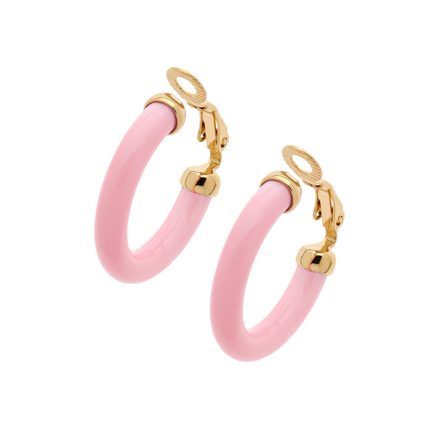 Pink Resin Hoop Clip Earrings