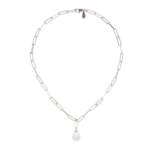 Baroque Pearl & Platinum Chain Necklace